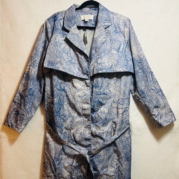 BADGLEY MISCHKA L AMERICAN GLAMOR TRENCH COAT BLUE PRINT- NEW WITH TAGS! - Picture 8 of 8